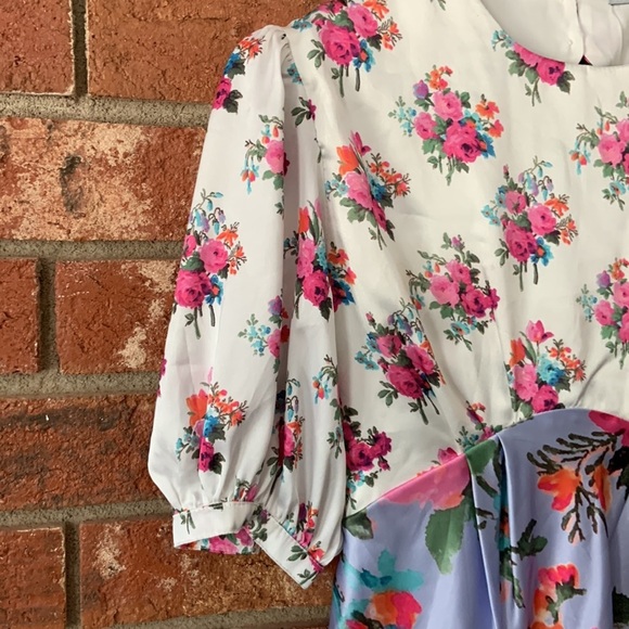 Hope & Ivy Maternity Pink Floral Midi Satin Dress - Picture 5 of 9